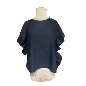 Zara black ruffled blouse size large cotton